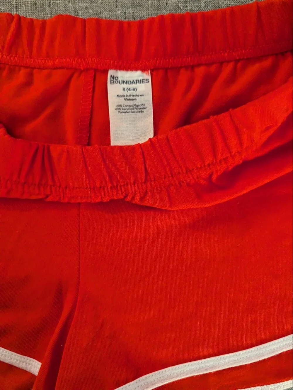 No Boundaries Women’s Red Athletic Running Shorts with White Trim Size S